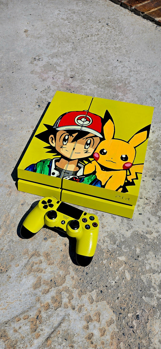 1TB "PIKACHU & ASH" JAILBROKEN PS4 w/ CONTROLLER